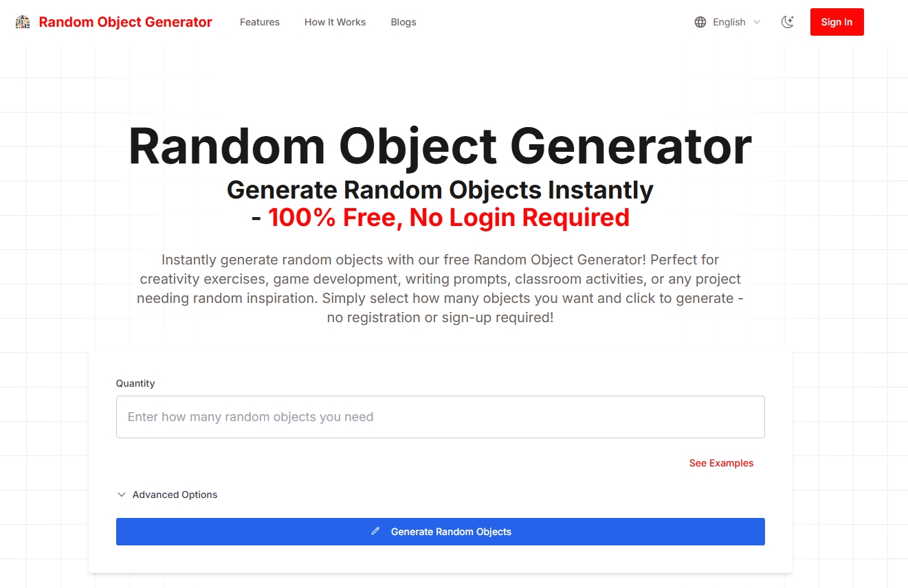 Random Object Generator screenshot and logo